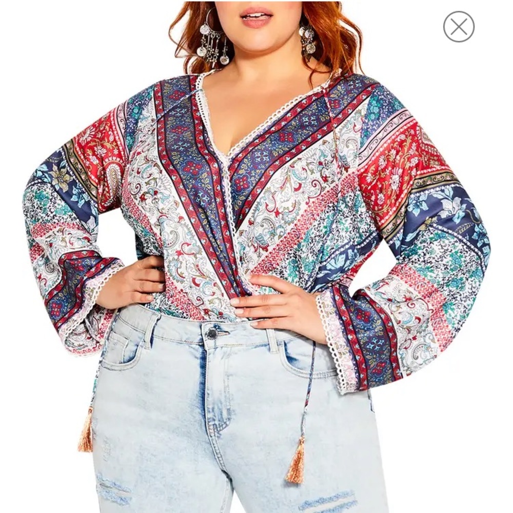 NEW City Chic Angel Heart Long Sleeve Bodysuit